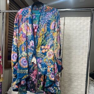 Johnny Was Colorful Floral Kimono reversible Robe XL